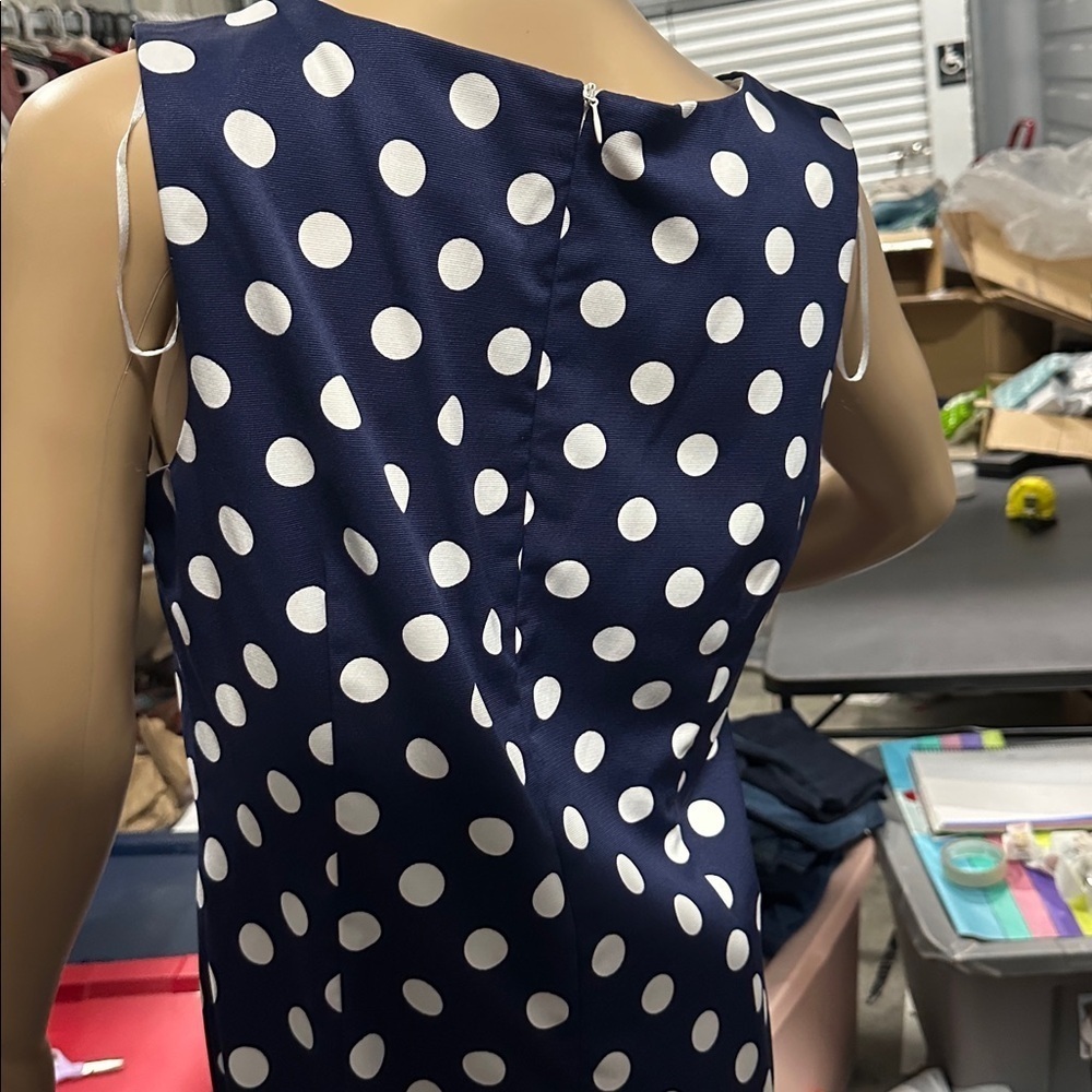 Madison Leigh women’s Navy Polka Dot with back zipper Midi Dress size 12 - Picture 3 of 9